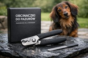Obcinaczki do pazurów dla zwierząt z czarnymi uchwytami i pilnik na kamieniu