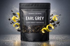 Czarna herbata Earl Grey w czarnym opakowaniu z dodatkiem skórki bergamotki