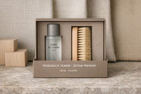 Zestaw do pielęgnacji tkanin z sprayem i szczotką w pudełku