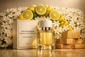 Perfumowana woda z nutami bergamotki, jaśminu i sandałowca w szklanej butelce